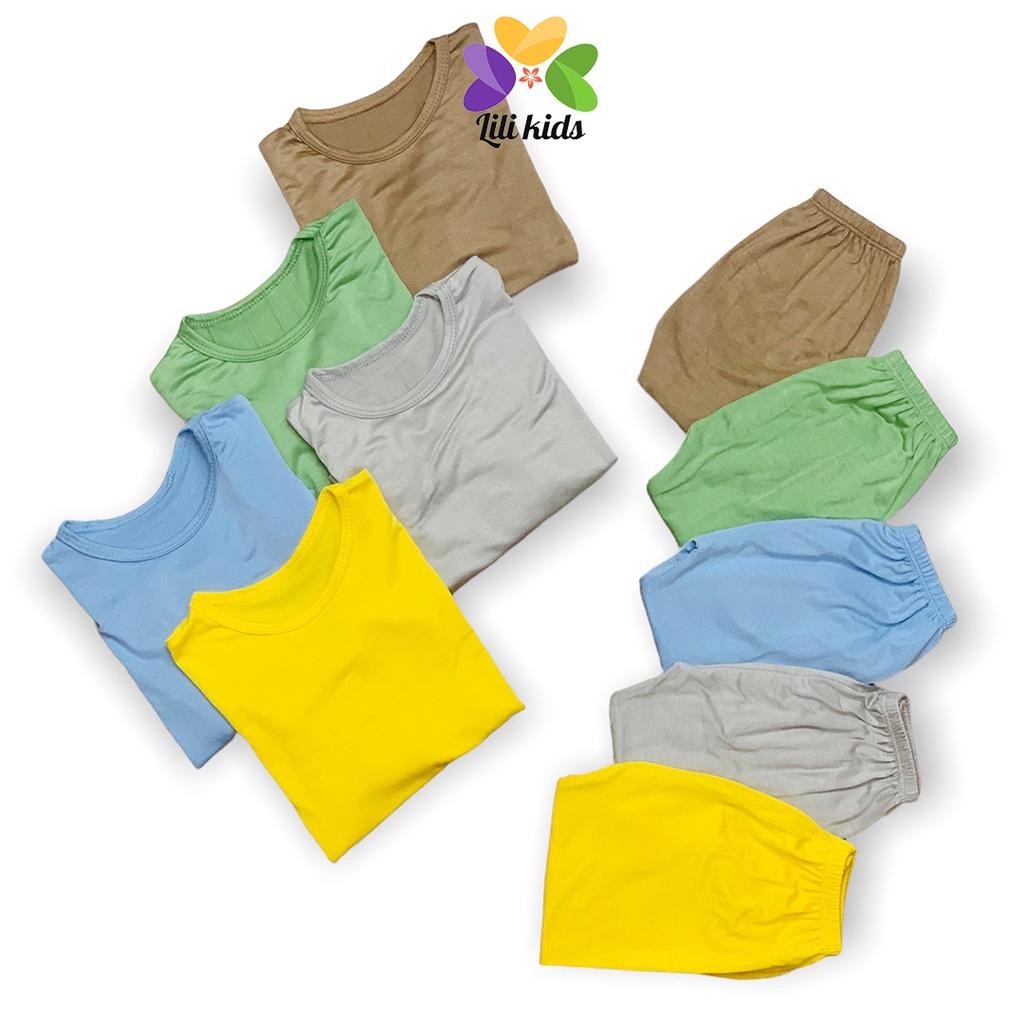 Bộ dài tay cho bé trai bé gái LILIKIDS chất thun lạnh trơn vải mềm mát cho bé BDT09