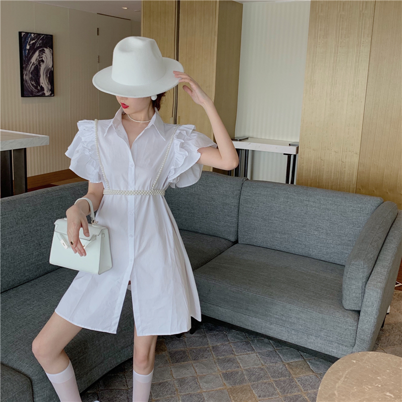 Đầm sơ mi tay bèo cực sang