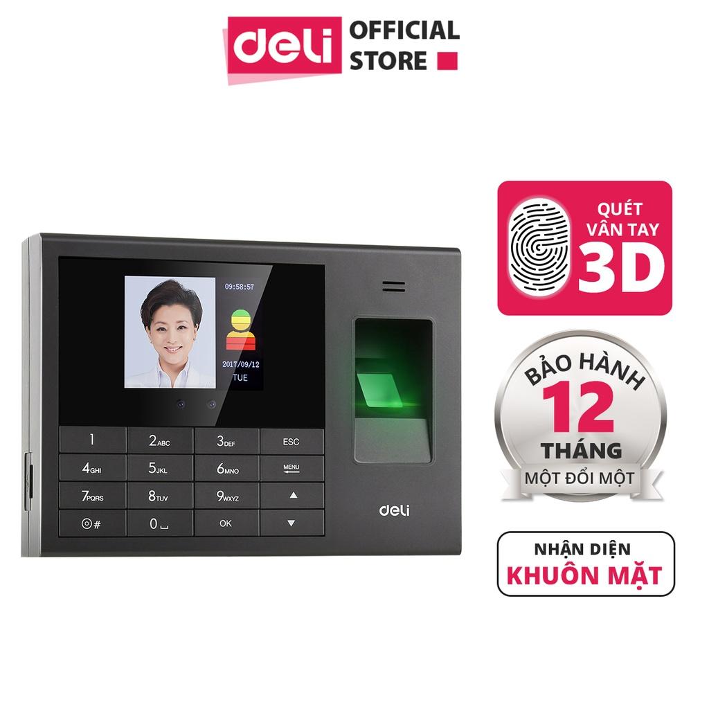 Máy Chấm Công Quét Vân Tay Và Nhận Dạng Khuôn Mặt hàng chính hãng Deli - Màn Hình 2.8inch, Cổng Kết Nối USB - Nhiều Ngôn Ngữ - E3765