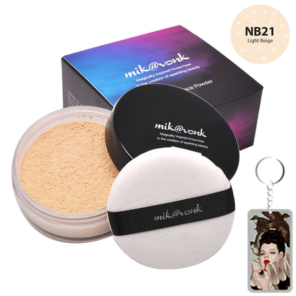 Phấn phủ bột kiềm dầu Mik@vonk Blooming Face Powder Hàn Quốc 30g NB21 # Light Beige tặng kèm móc khoá 