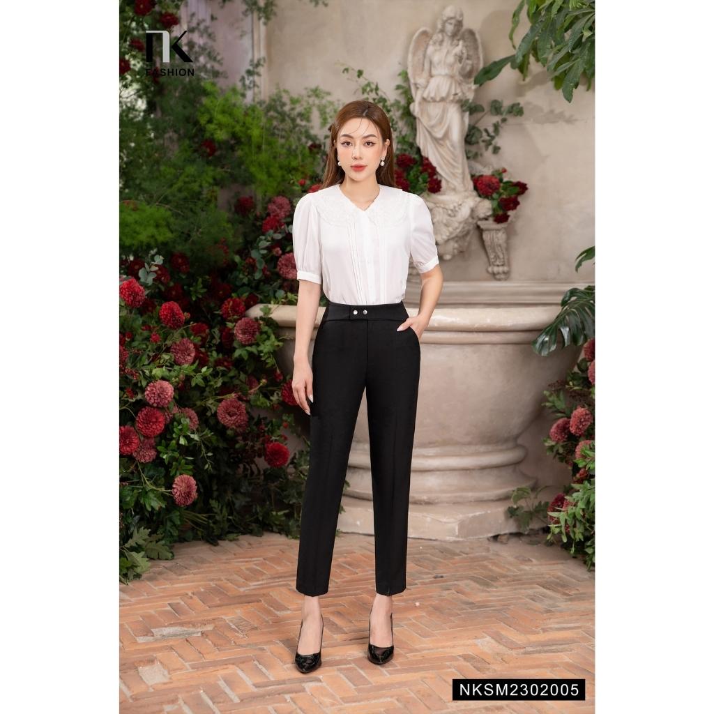 Áo Sơ Mi Cổ Tơ NK FASHION Thiết Kế Tay Bồng Điệu Đà Chất Vải Nhập Hàn Cao Cấp Không Nhăn NKSM2302005