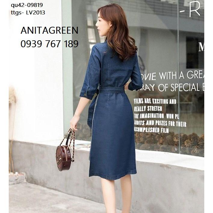 LV2013_09819 Đầm denim phối sọc