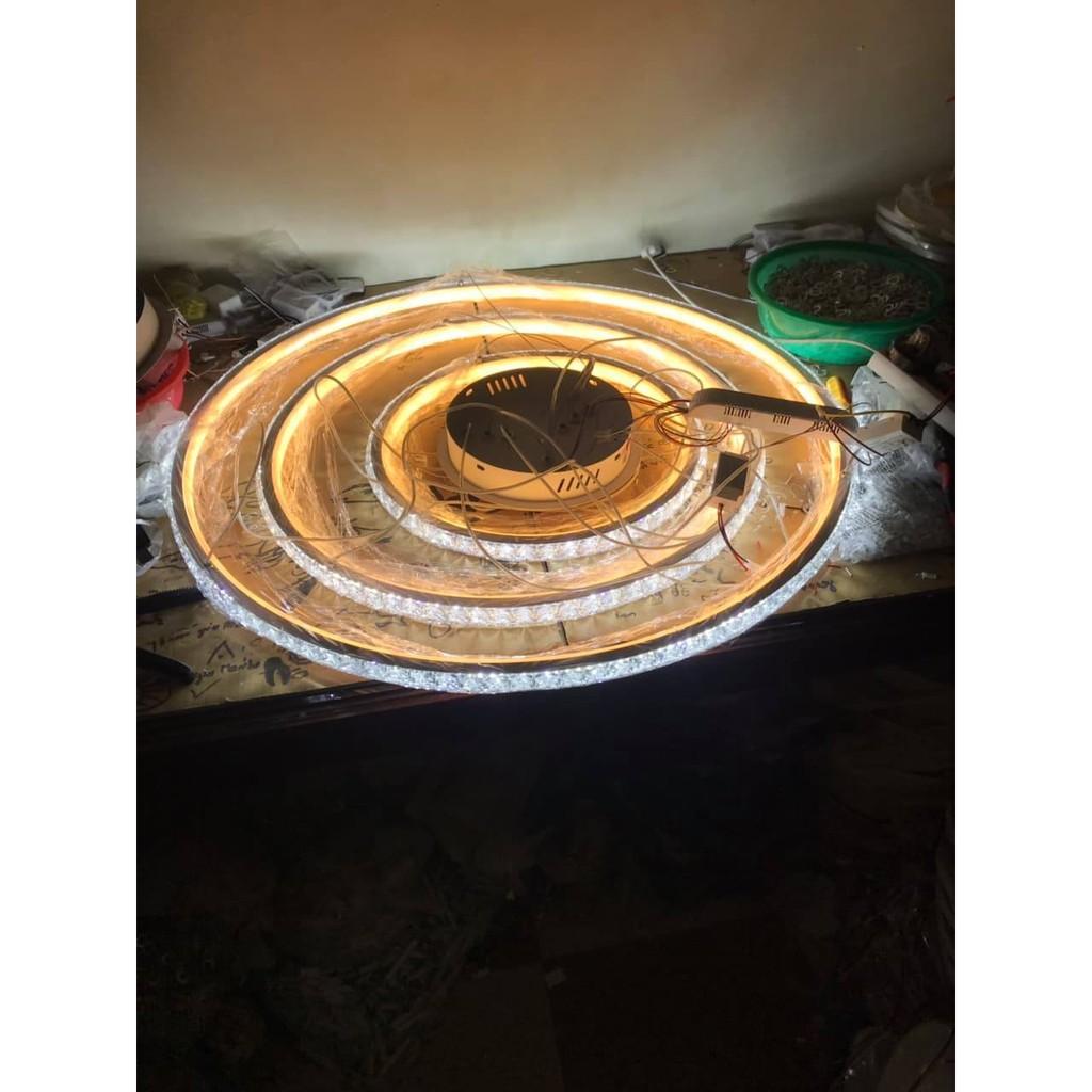 Đèn thả trần - đèn trang trí cho phòng khách , phòng bếp 3 vòng 40-60-80cm có điều khiển từ xa