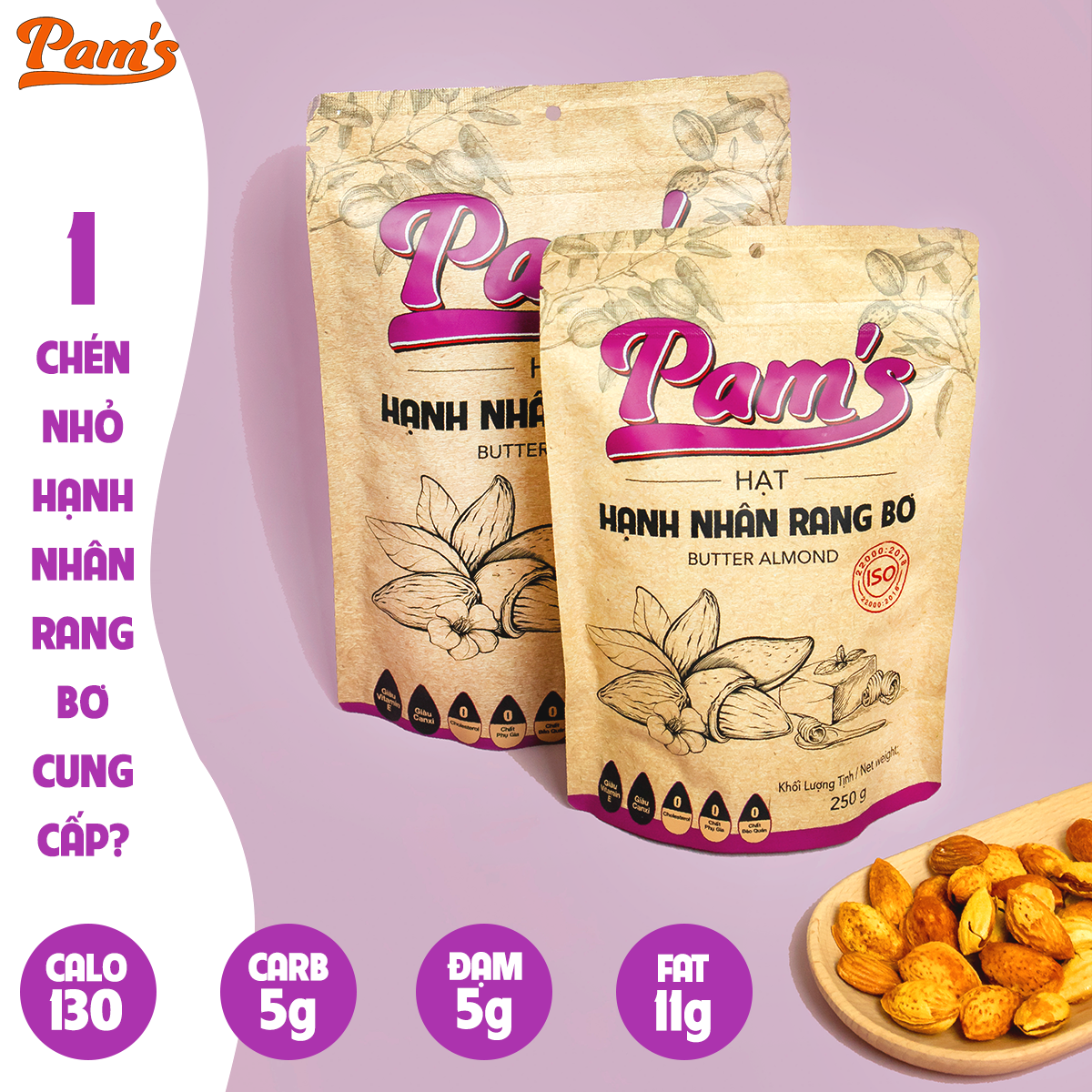 COMBO Chăm Sóc Tim Mạch - Hạt Óc Chó Chile + Hạnh Nhân Rang Bơ + Hạt Dẻ Cười Pam's
