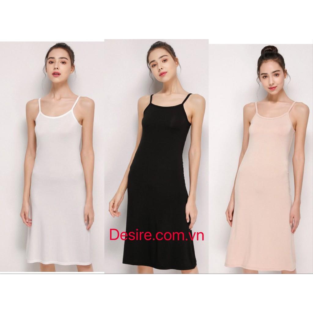 Váy/Đầm hai dây thun - Váy mặc lót thun cotton siêu mịn mát cho mùa hè