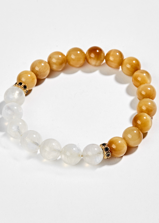 Vòng Mắt Hổ Vàng Tâm Phối Moon Stones