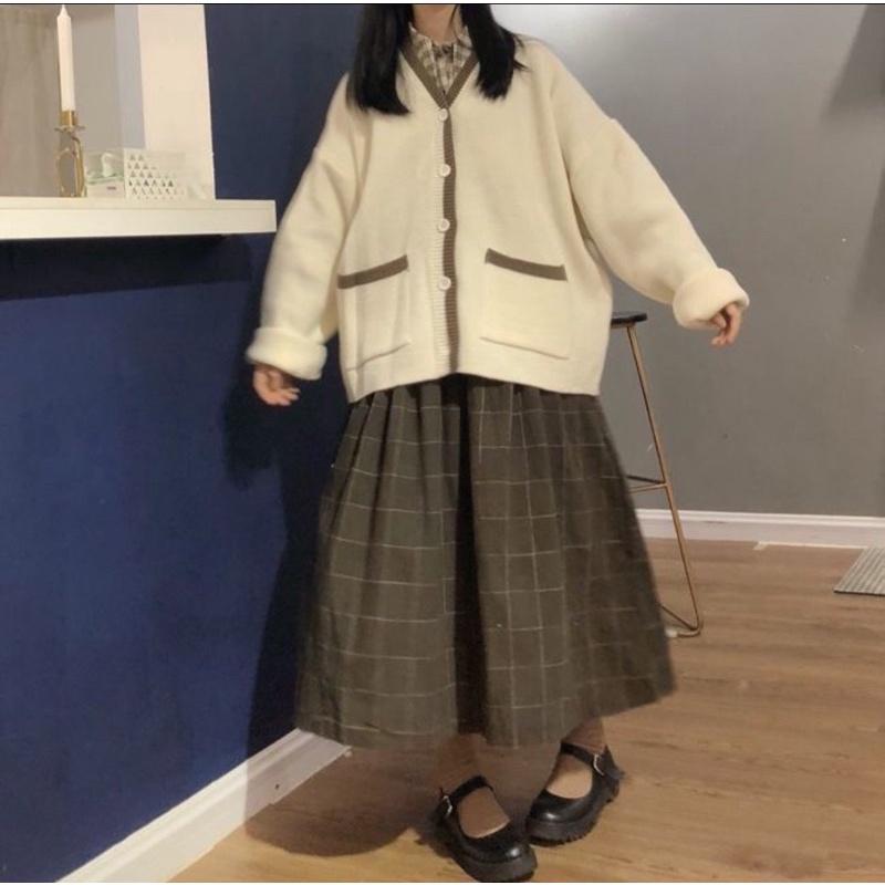 Áo cardigan trơn viền - ảnh thật 3 màu
