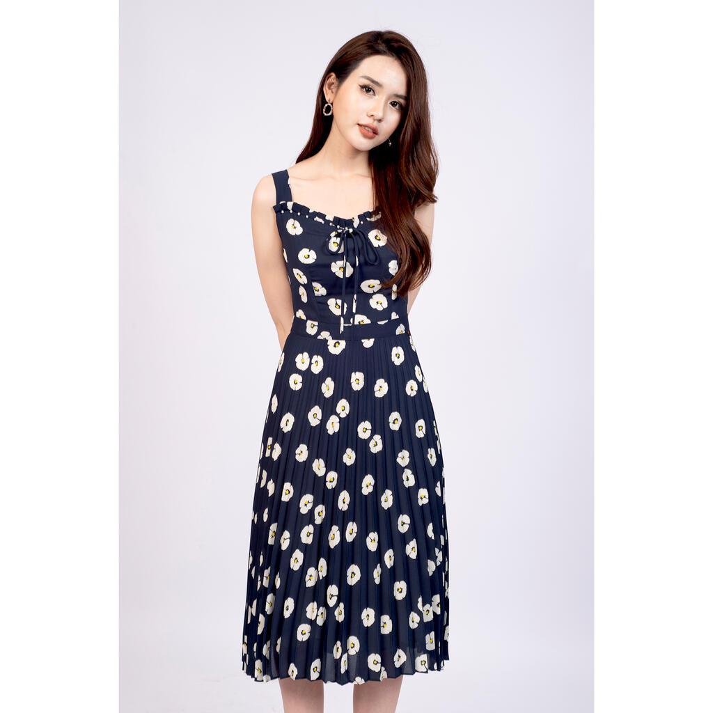 Đầm hai dây, tùng dập ly rẻ quạt MMOutfit M-DA061021329