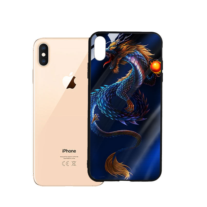 Ốp Lưng Kính Cường Lực cho điện thoại Iphone Xs Max - Dragon 08