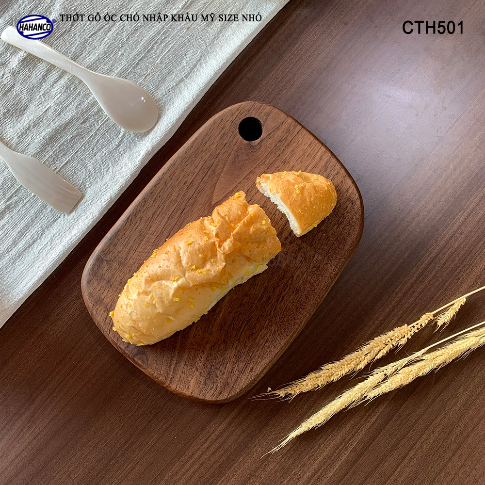 Thớt cỡ nhỏ gỗ óc chó nhập khẩu Mỹ - khay bánh mì/trái cây tráng miệng/bít tết/ trang trí bàn ăn - CTH501
