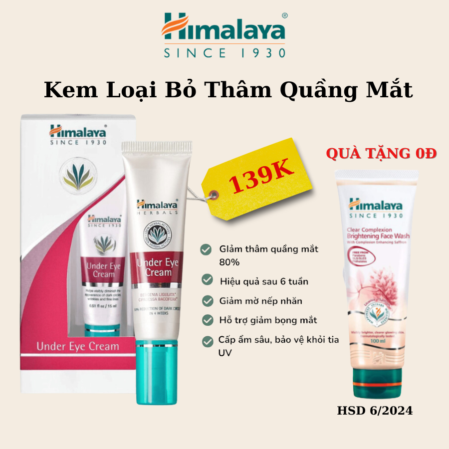 [QUÀ TẶNG 0Đ] Kem Loại Bỏ Thâm Quầng Mắt TẶNG Sữa Rửa Mặt Tinh Tế Làm Sạch và Trắng Da (Cải Tiến Với Nghệ Tây) HSD 6/2024