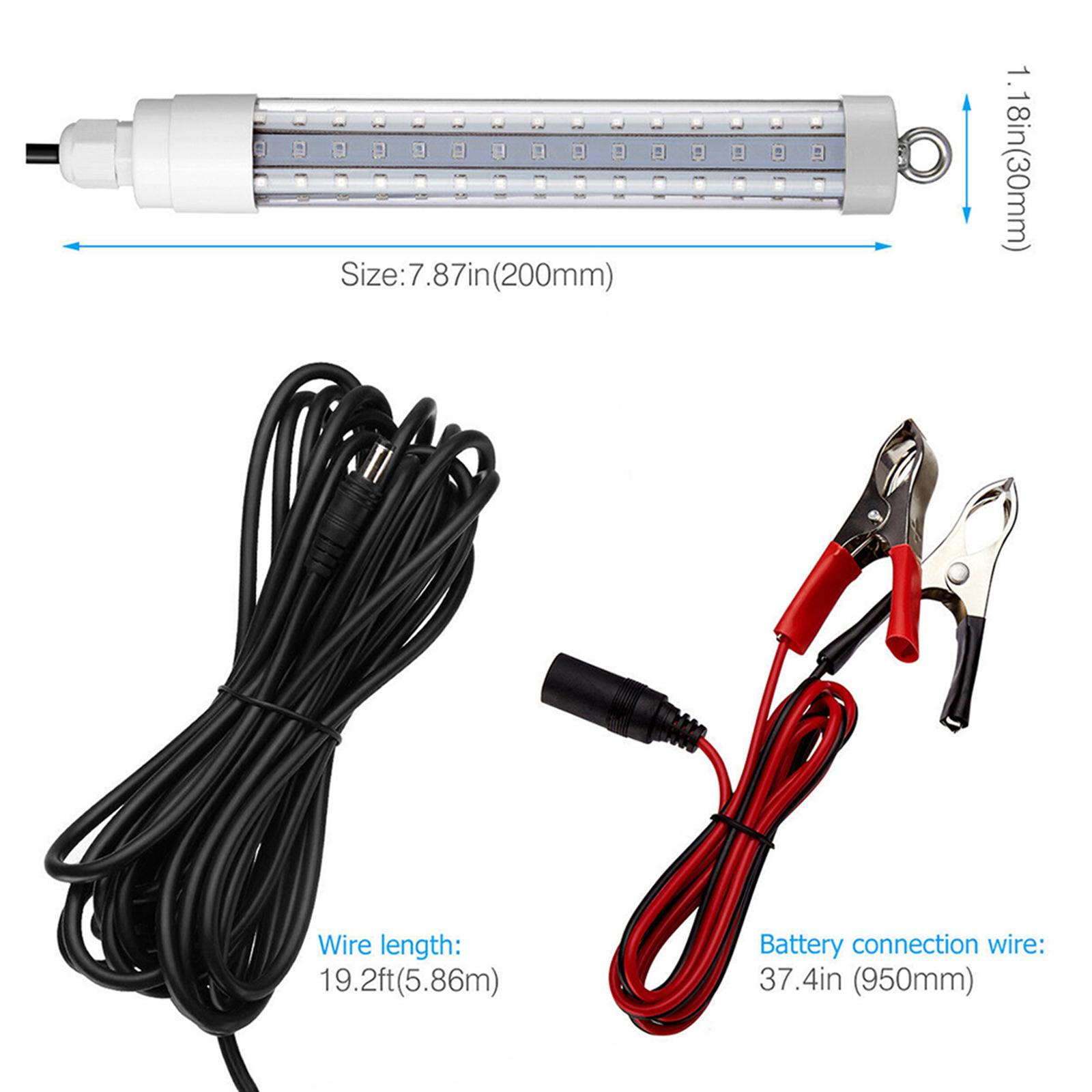 12V White LED Underwater Submersible Fishing Light Night Crappie Shad Squid Lamp