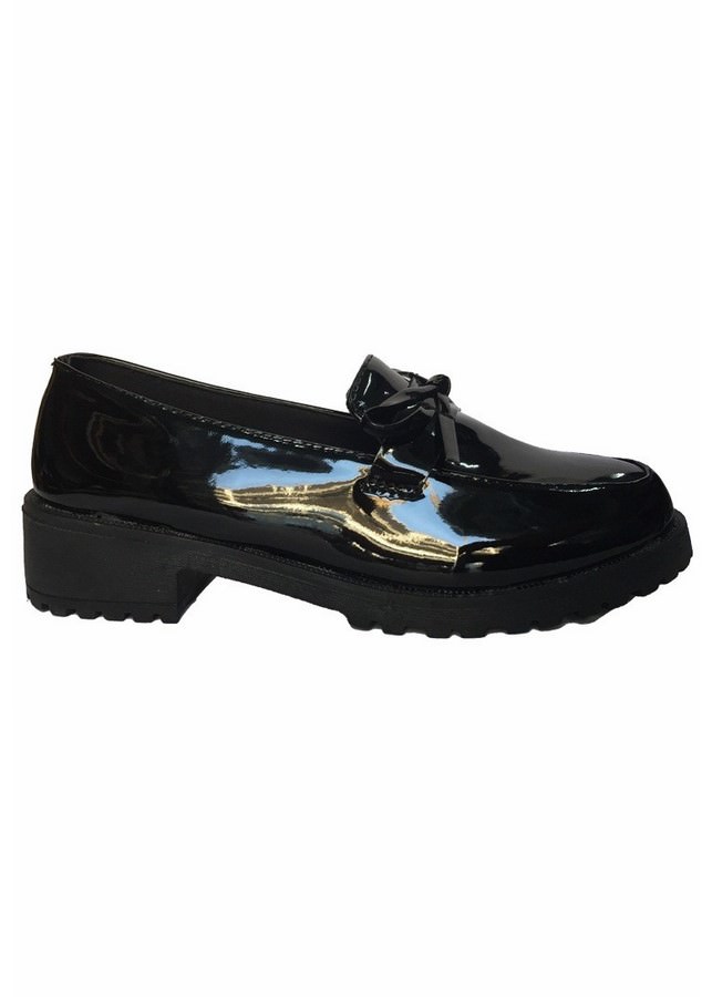 Giày Oxford Nữ Nữ Da Bóng Đính Nơ C116 - Đen