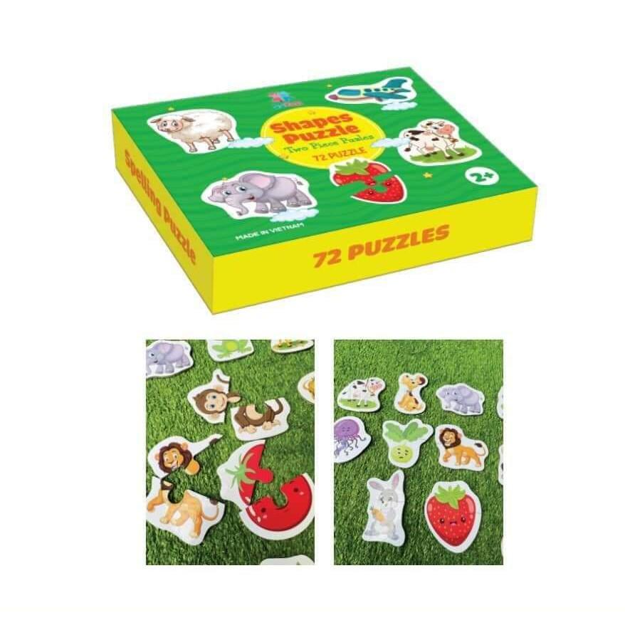 Đồ Chơi Ghép Hình 2 Mảnh Tư Duy SHAPES PUZZLE 72 PCS Hàng Việt Nam