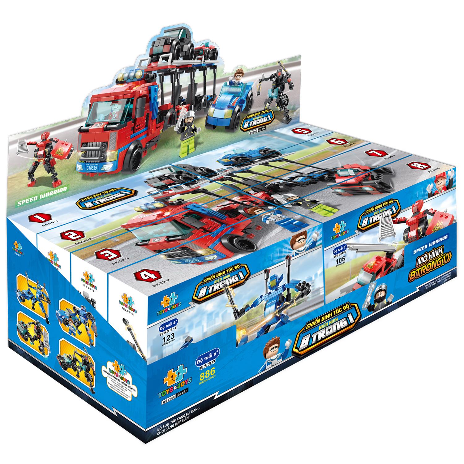 Bộ 8 Đồ Chơi Lắp Ráp Chiến Binh Tốc Độ Biến Hình 8 Trong 1 - Speed Warrior - Toys&Joys 8539 (886 Mảnh Ghép)
