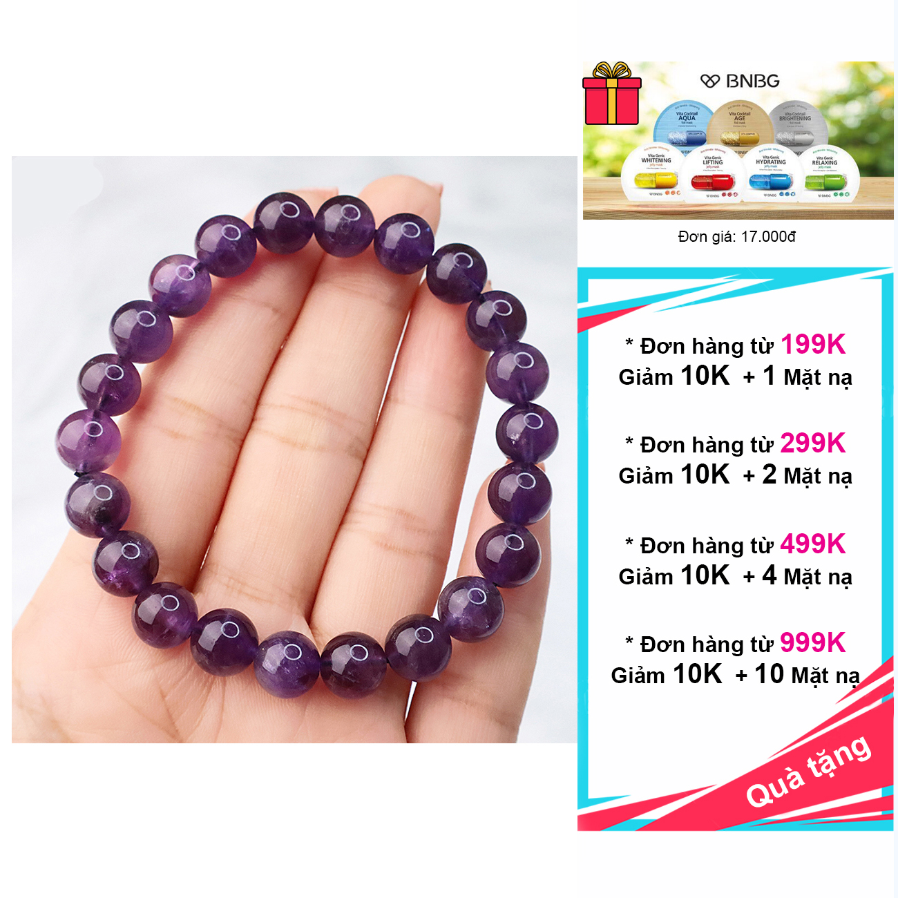 Vòng tay đá thạch anh tím 3A hợp mệnh Hỏa, Thổ