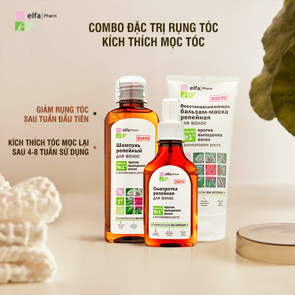 Dầu Ủ - Xả Elfa Pharm 200ml Tinh Chất Thảo Mộc 7in1, Chiết Xuất Ngưu Bàng Cải Thiện Gẫy Rụng, Kích Thích Mọc Tóc