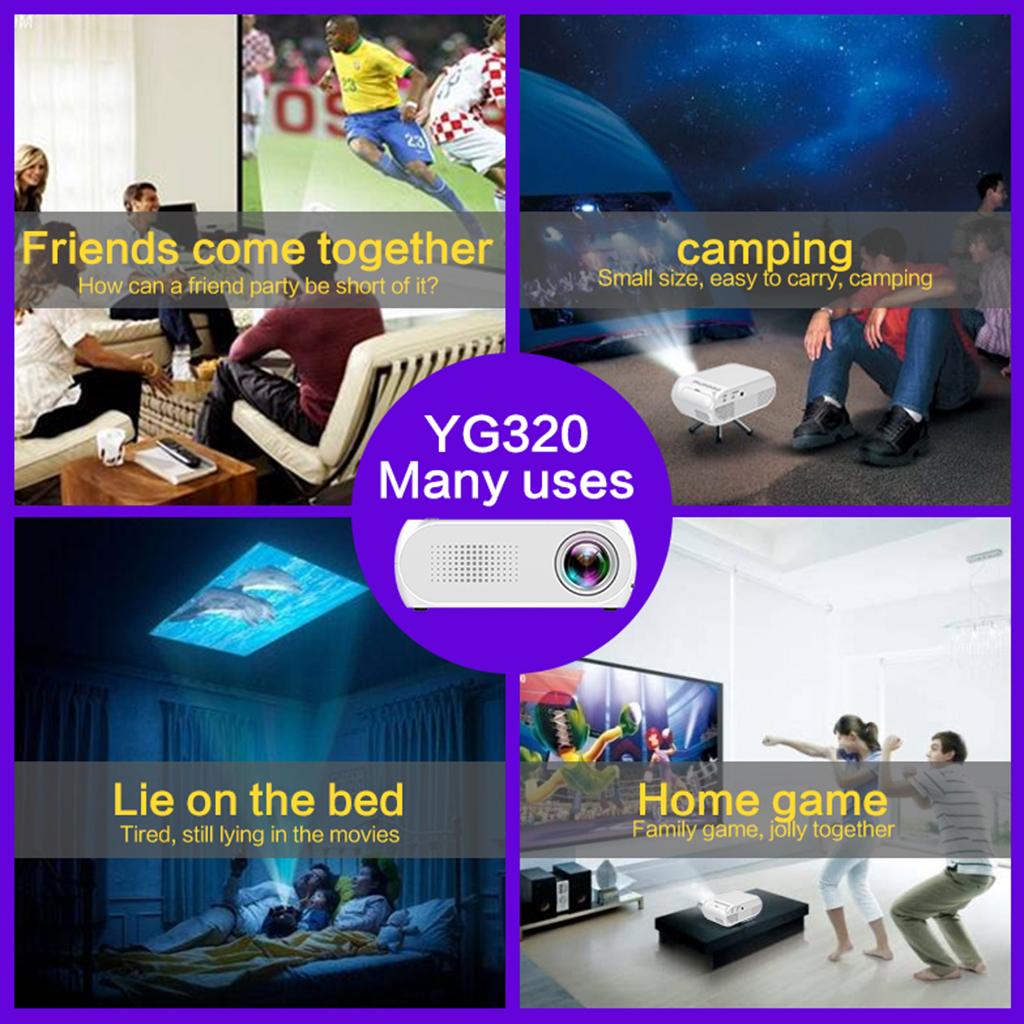 Mini LED 1080P Home Theater Cinema USB 20-60inch Image UK Plug