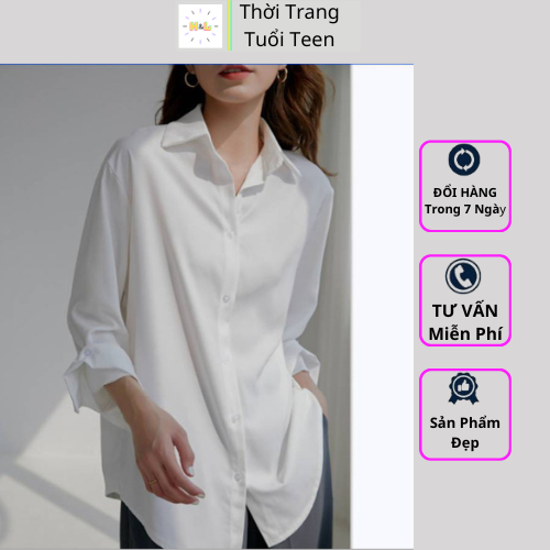 Áo sơ mi nữ tay dài form rộng đi chơi đi làm chuẩn form hàn quốc chất lụa mềm mịn mát ít nhăn-MURD06