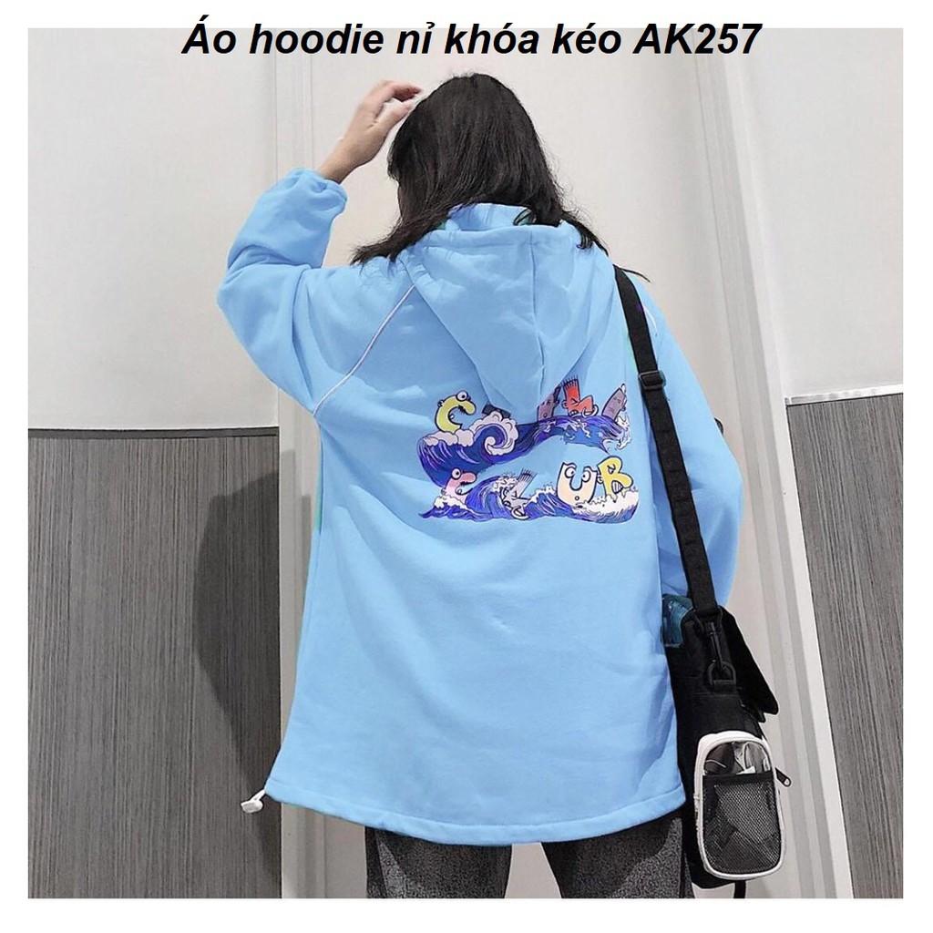Áo Hoodie nỉ bông Nam & Nữ khóa kéo AK257