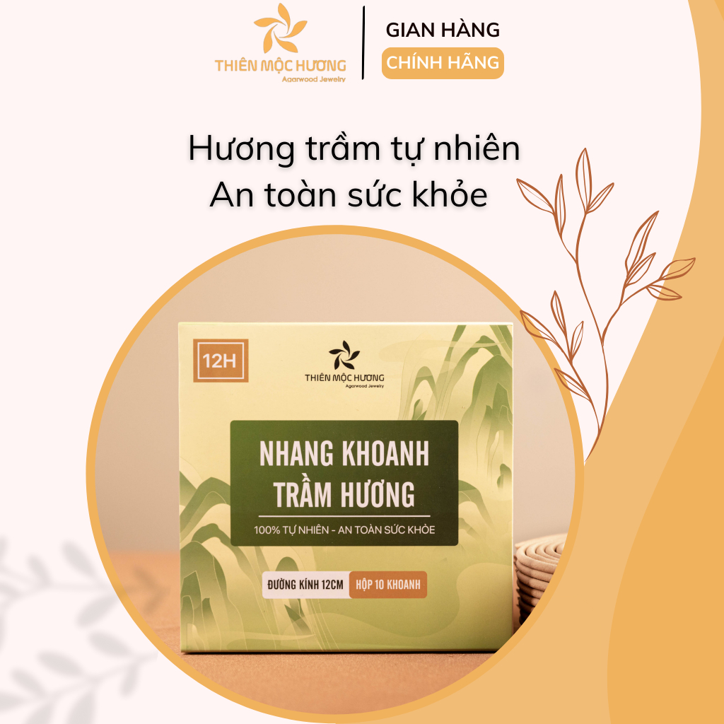 Nhang khoanh trầm hương 12h 10 khoanh Thiên Mộc Hương xông nhà, hương vòng thơm dịu nhẹ đường kính 12cm