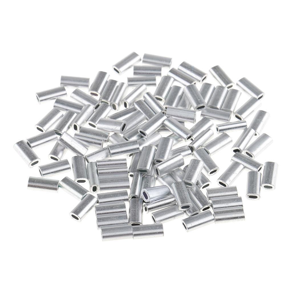 Pack of 200 Pieces Fishing Wire Single Barrel Crimp Sleeves, Fishing Line Leader Rigging Tackle Wire Rope Clips Tube Connector