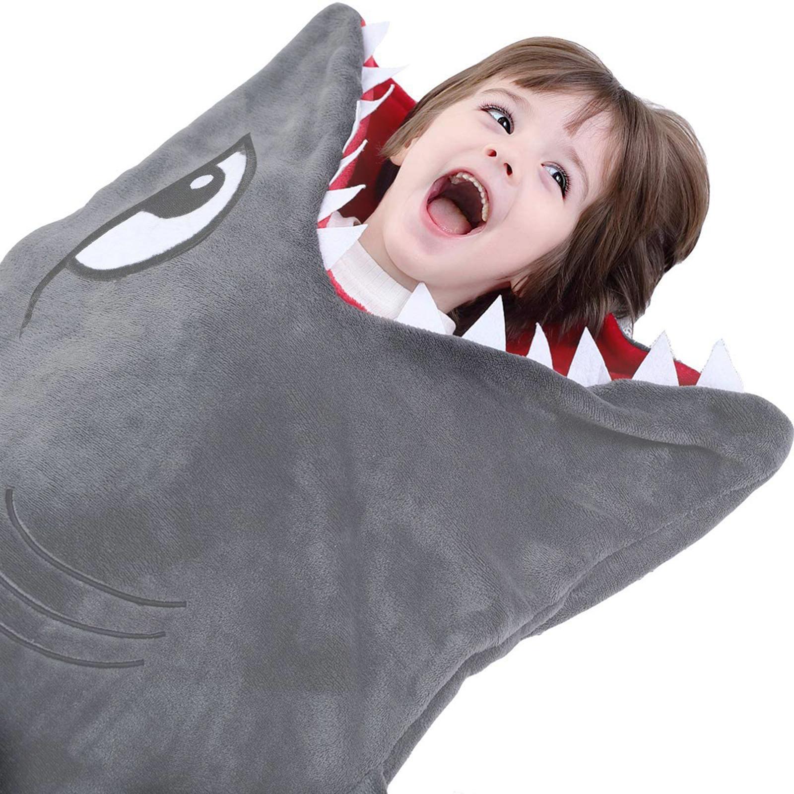 Wearable Shark Blanket for Kids Pajamas Sleepwear Shark Sleeping Bag Blanket