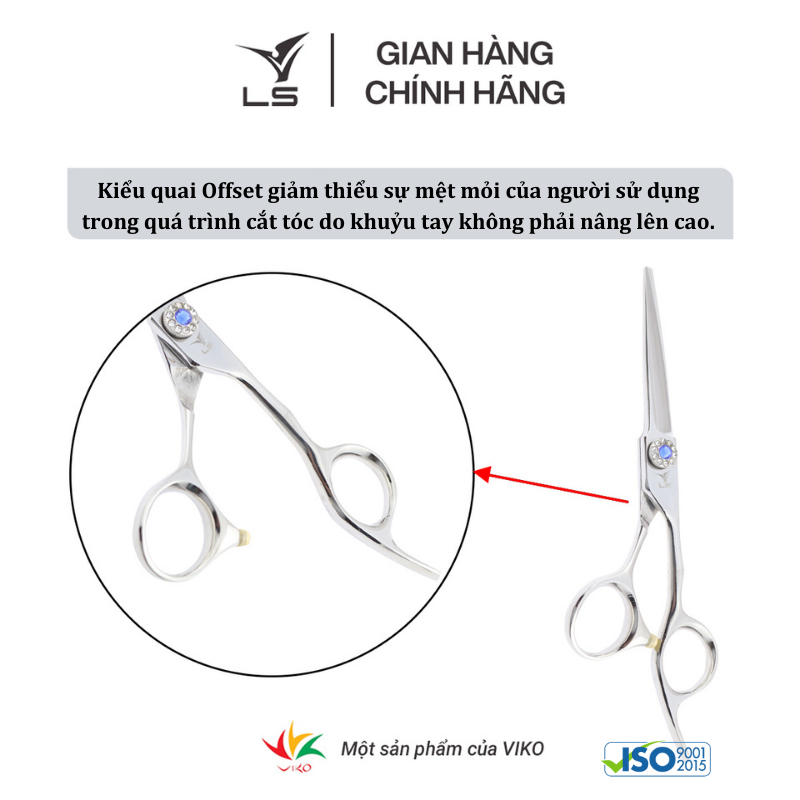 Kéo cắt tóc LS lưỡi thẳng quai offset vênh đỡ ngón cố định FA73/5.5