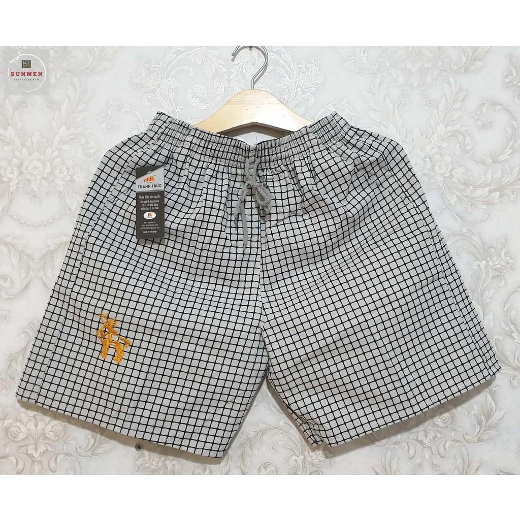 Quần Đùi Nam Kaki Kẻ Sọc Caro Ngắn Vải Mỏng Mịn Trung Niên Mặc Nhà SUNMEN Size Từ 50kg - 85kg