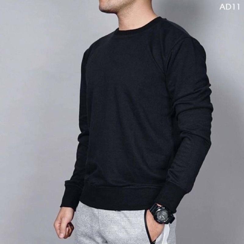 Áo sweater trơn màu đen size lớn cho ngừoi 70-80kg vải nỉ bông mềm mịn