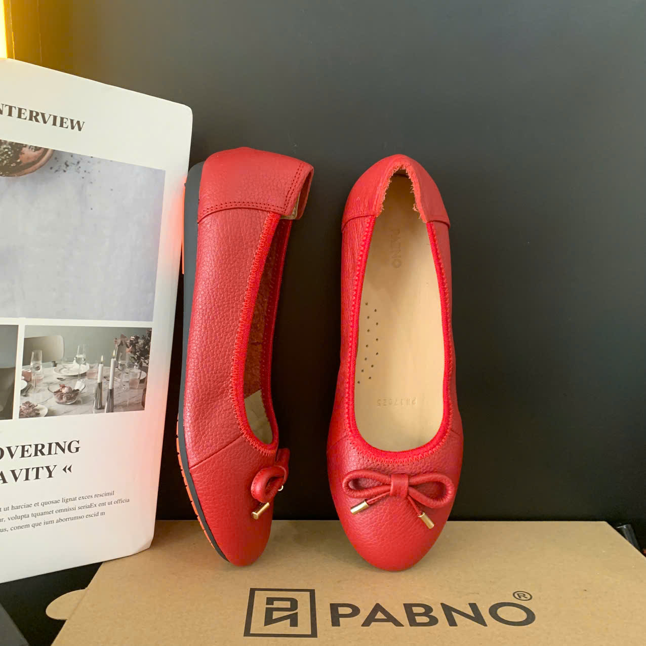 GIÀY BÚP BÊ NỮ NƠ DA PABNO PN17025 – ĐEN / ĐỎ / KEM