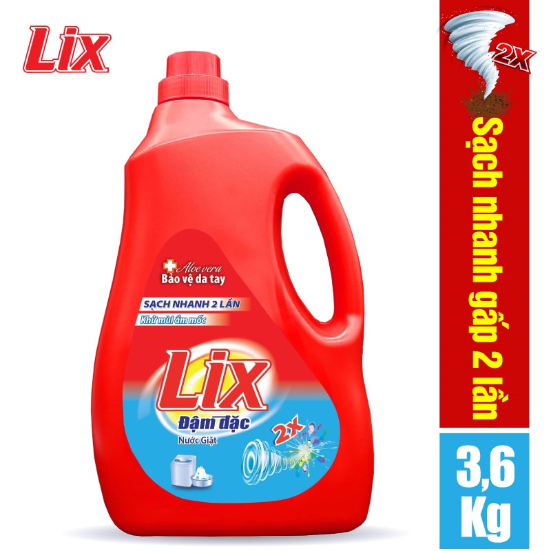 COMBO số 54 gồm Nước giặt Lix đậm đặc hương hoa 3.6kg NG360 + Nước rửa chén Lix siêu sạch hương chanh 1.4kg NS140