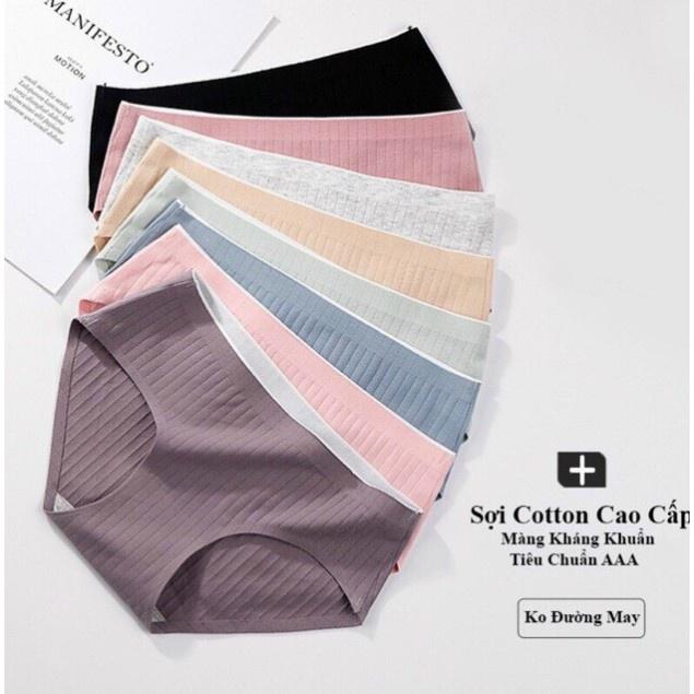 Quần lot nữ - Quần lót cotton gân tăm không đường may kháng khuẩn