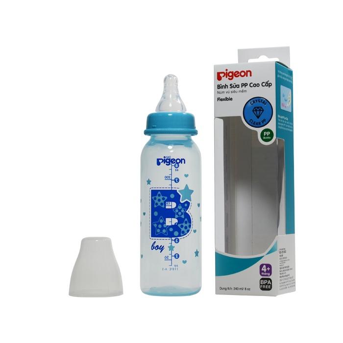 Bình sữa PP cao cấp Pigeon  120ml cho bé trai /bé gái(0M+)