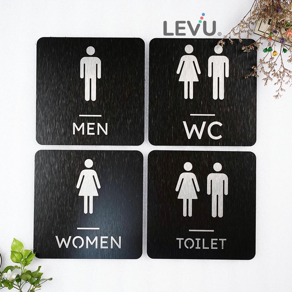 Bảng nhôm alu cao cấp dán tường WC - Toilet - Restroom - Men - Women khắc laser siêu nét LEVU ALUDTL