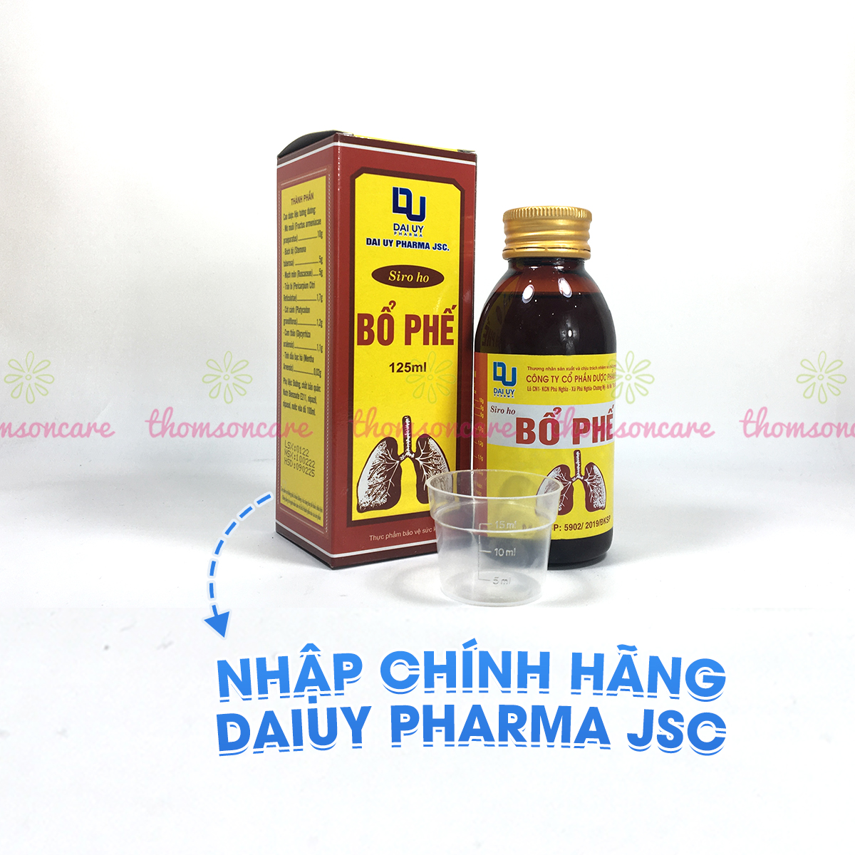 Siro ho bổ phế Đ.Y chai 125ml - Giảm ho, ngứa rát cổ họng, khàn tiếng, bổ phổi từ thảo dược