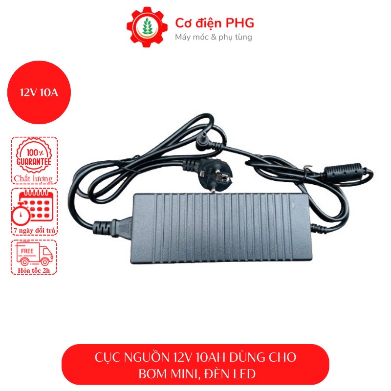 ￼Nguồn ADAPTER 12V 10A dùng cho bơm mini, đèn led, camera.  Cho dòng điện ổn định. Bảo hành 6 tháng