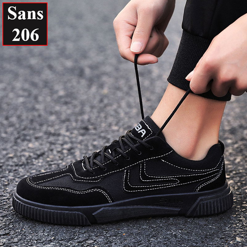 Giày sneaker nam Sans206 da lộn đế bằng cột dây giầy thể thao sports