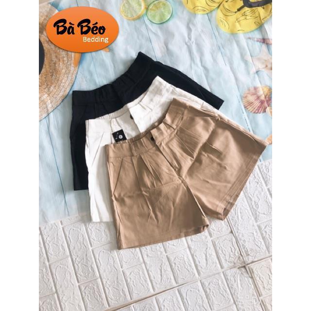 Quần short Kaki ống rộng cúc khoá chun lưng ảnh thật