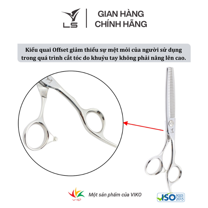 Kéo tỉa tóc LS rơi 15-20% quai offset vênh đỡ ngón cố định T3132