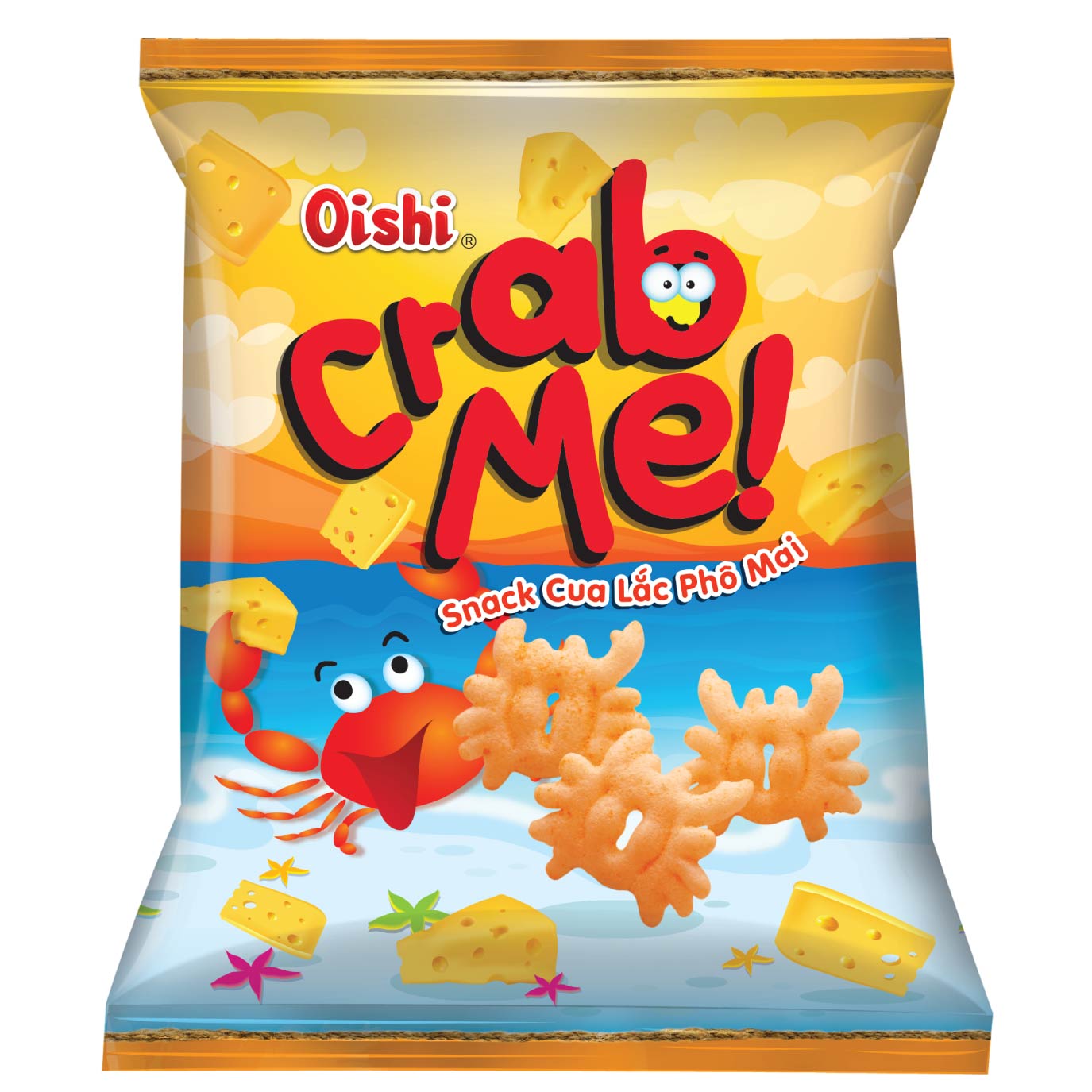 Oishi Combo2 - 6 gói snack 40g (Snack Cua Lắc Phô Mai, Snack 4X Vị Cay, Snack Phomat Miếng, Snack Bắp Ngọt, Snack Bắp Vị Sữa, Snack Tôm Cay)