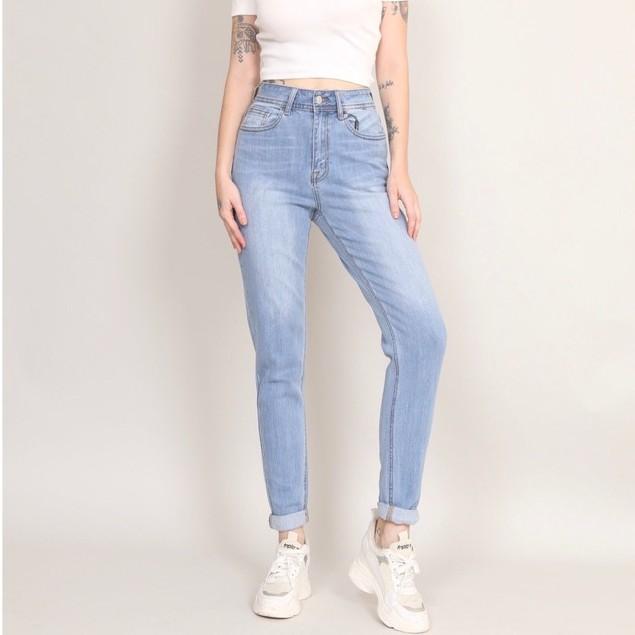 Quần Jean Nữ Baggy Boyfriend Trơn Cạp Lưng Cao co dãn CT Jeans