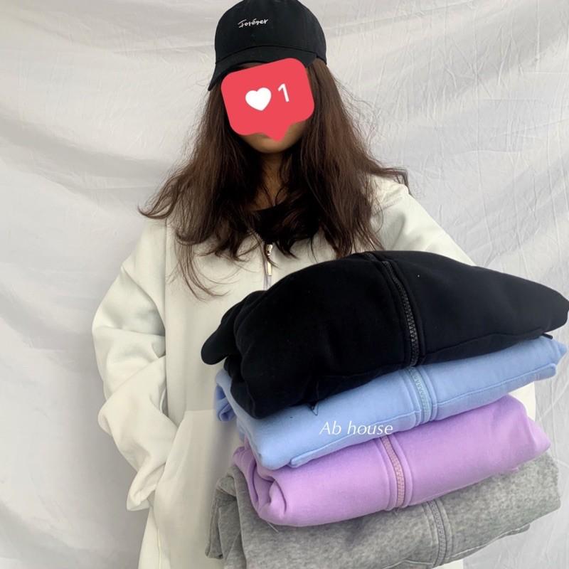 Áo khoác basic Zip trơn Unisex, áo khoác nỉ basic Zip trơn Unisex dáng rộng phong cách Hàn Quốc, Áo khoác nỉ hoodie trơn Unisex - Hoodie zip form rộng dáng suông basic ulzzang nam nữ