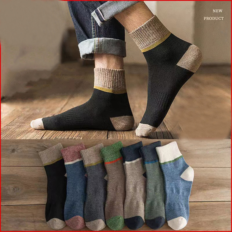 Tất nam cổ trung hộp 5 đôi kháng khuẩn cao cấp đóng hộp 5 màu thiết kê đa dạng Tất vớ nam công sở