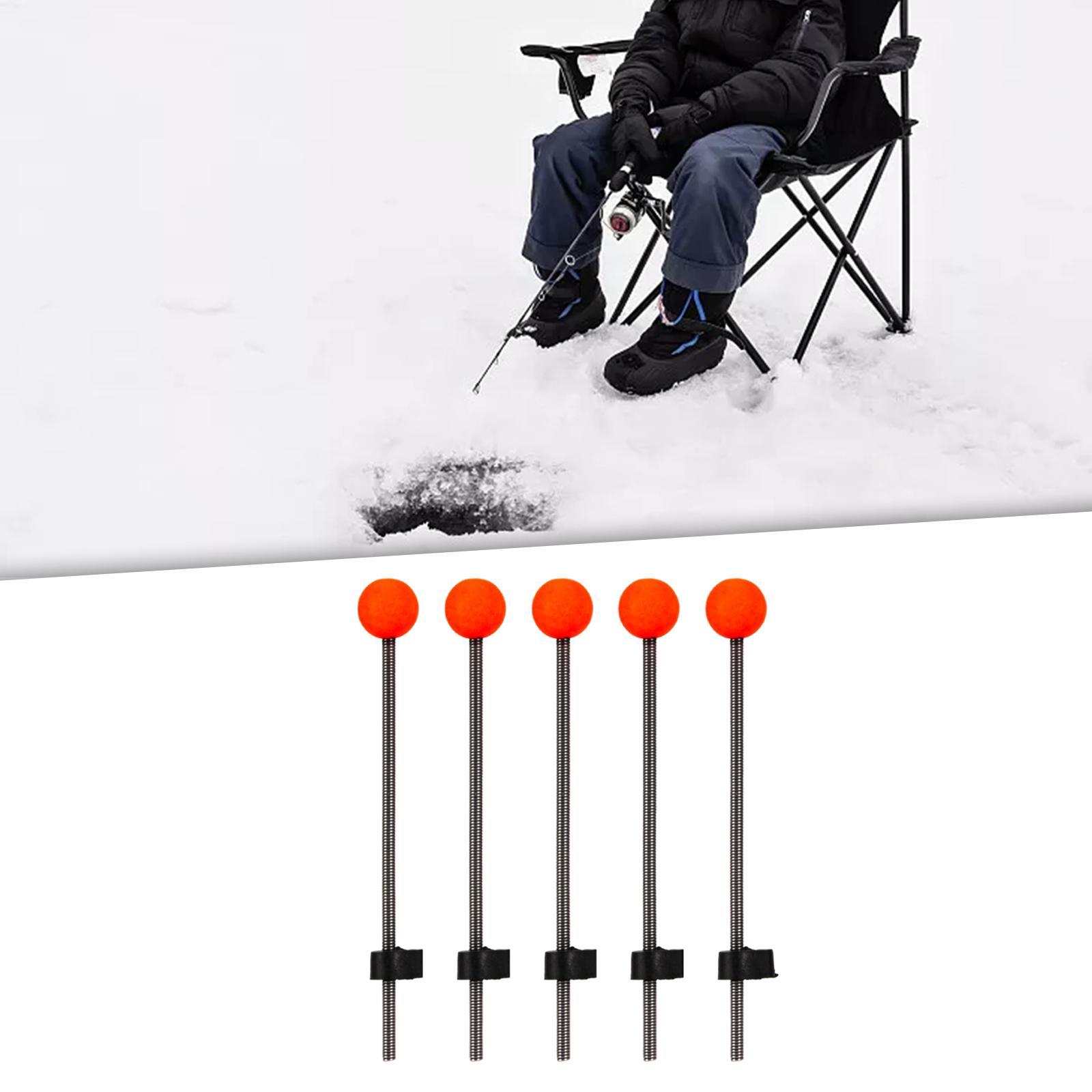 5Pcs Ice Fishing Rod Top Tip Auxiliary Threading Durable Portable Easy Using Red Ball Spring for Fishing Lakes Reservoirs Pond Winter