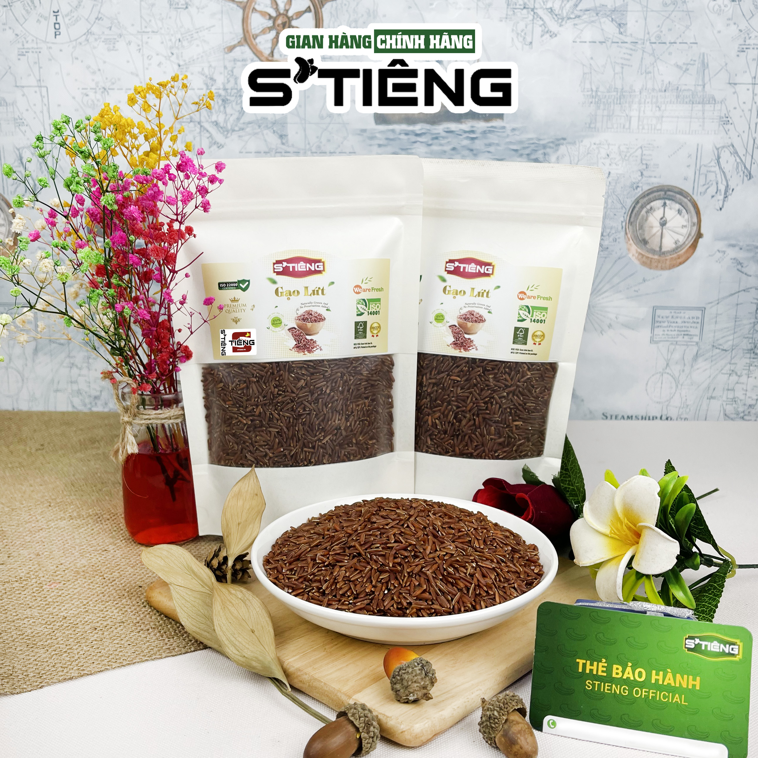 500Gr Gạo Lứt Huyết Rồng Hạt Sống S'TIÊNG Ăn Kiêng Giảm Cân