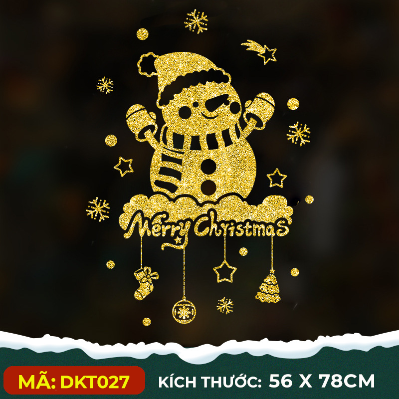 Decal trang trí noel giáng sinh kim tuyến vàng, lung linh mới nhất