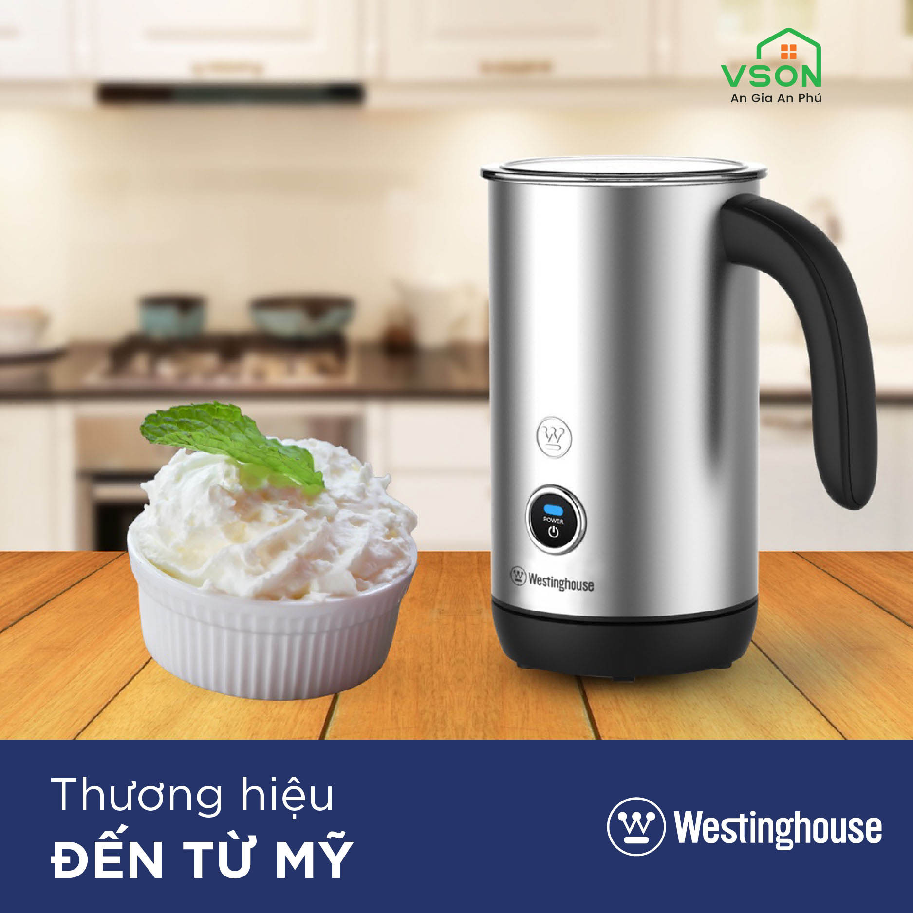 Máy đánh tạo bọt sữa Westinghouse WKMF651 115ml 500W Khởi động 1 chạm - Hàng chính hãng Mỹ