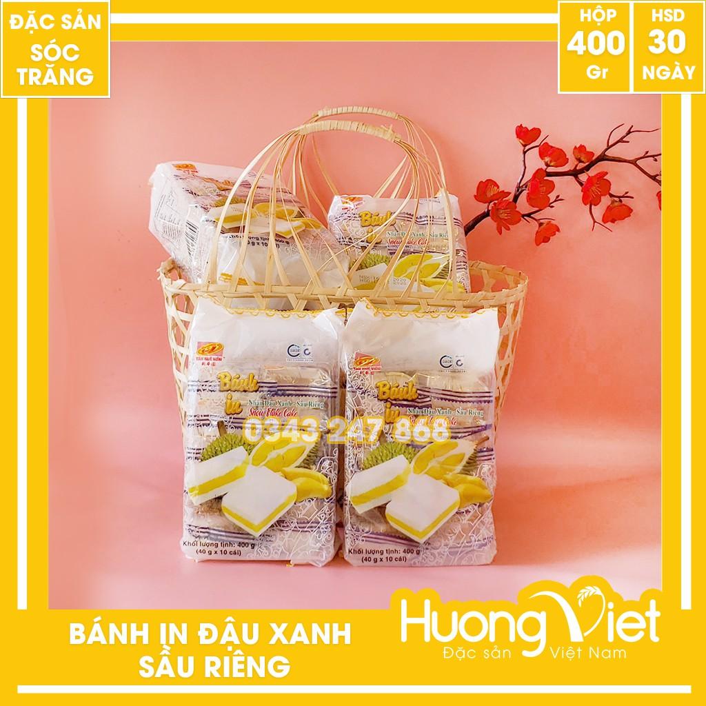 Đặc Sản Sóc Trăng - Bánh In Đậu Xanh Sầu Riêng Tân Huê Viên Túi 10 Bánh 400G, Đặc Sản Bánh In Sóc Trăng Nhân Đậu Xanh, Sầu Riêng