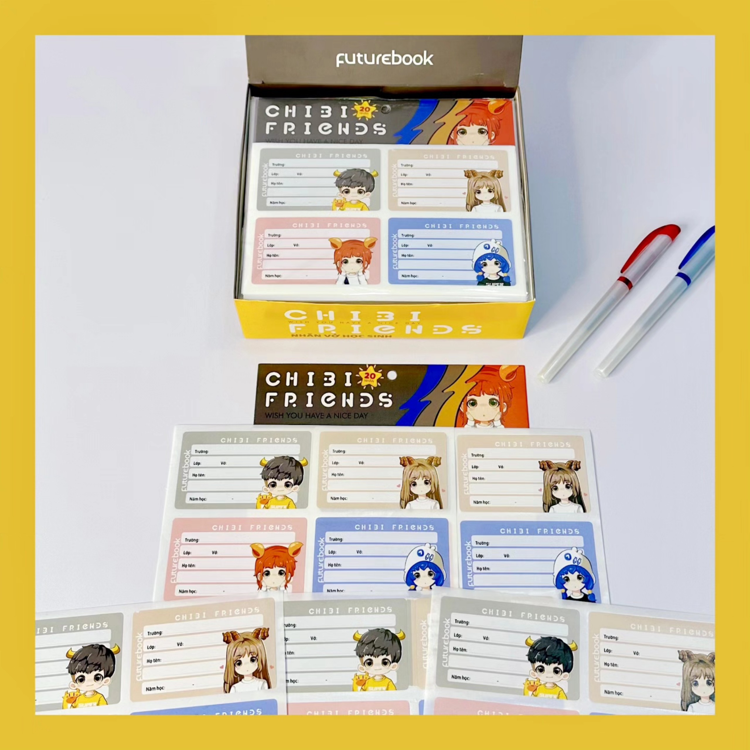 Nhãn Vở Học Sinh ChiBi Friends. MSP: N148 .VPP Futurebook- Giao mẫu ngẫu nhiên.